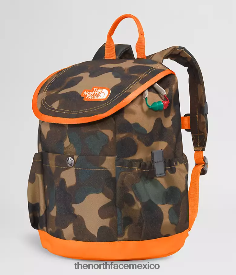 The North Face accesorio NFHLJL396 estampado de textura de camuflaje marrón utilitario/mandarina niños mochila mini explorador juvenil - Image 3