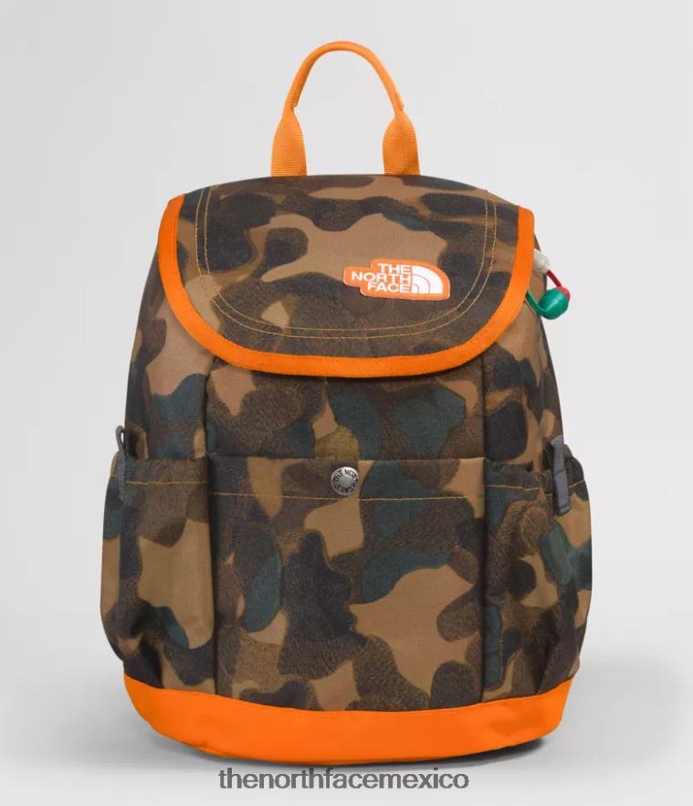 The North Face accesorio NFHLJL396 estampado de textura de camuflaje marrón utilitario/mandarina niños mochila mini explorador juvenil - Image 1