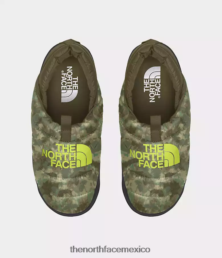 The North Face calzado NFHLJL558 Estampado de camuflaje con punteado oliva militar/amarillo LED hombres mulas nuptse - Image 2
