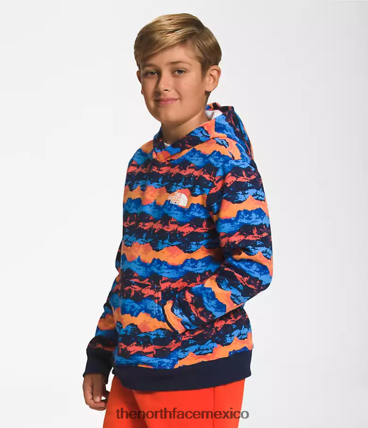The North Face ropa NFHLJL1107 impresión panorámica retro de montaña naranja niños sudadera con capucha de lana de campamento - Image 3
