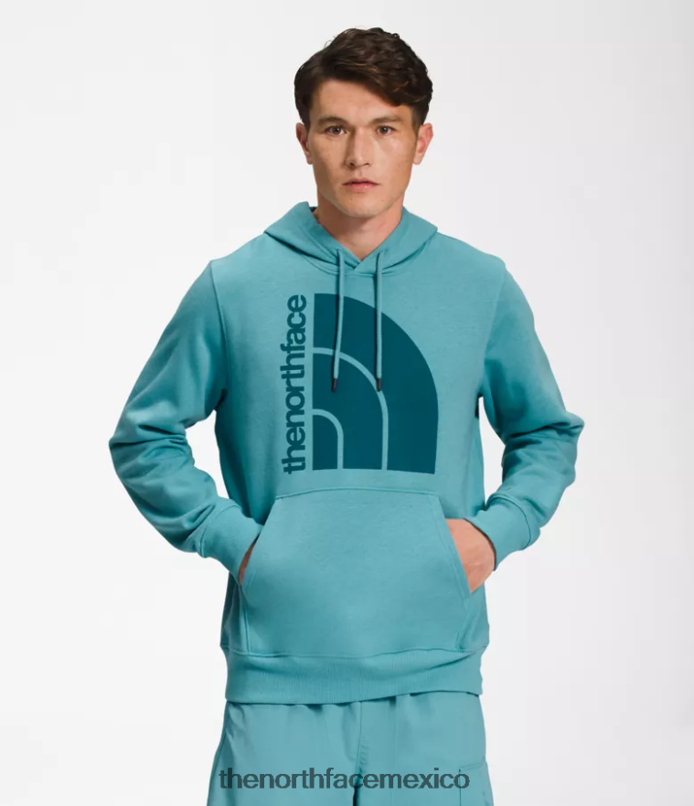 The North Face ropa NFHLJL1122 aguas de arrecife coral azul hombres sudadera con capucha jumbo de media cúpula - Image 1