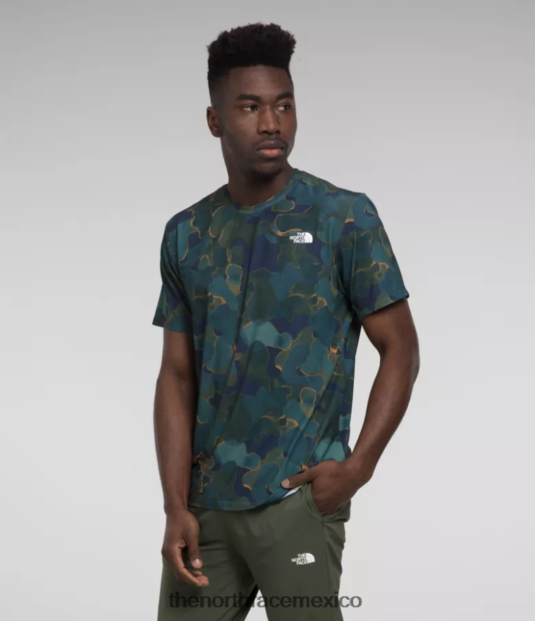 The North Face ropa NFHLJL1264 estampado de textura de camuflaje azul marino Summit hombres deambular de manga corta - Image 1