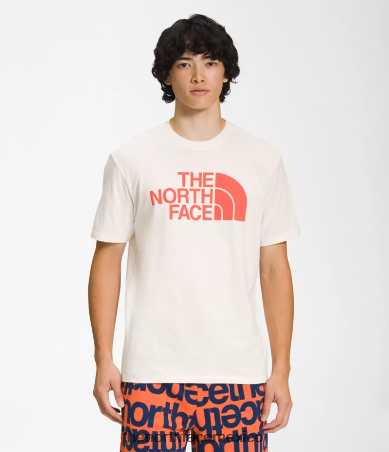 The North Face ropa NFHLJL1301 gardenia blanco/naranja retro hombres camiseta de manga corta con media cúpula - Image 1