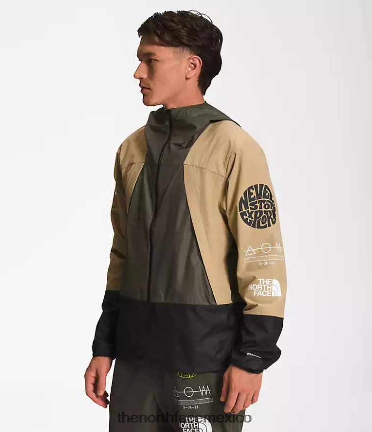 The North Face ropa NFHLJL347 caqui piedra/tnf negro/nuevo verde tuape hombres chaqueta cortavientos trailwear - Image 4