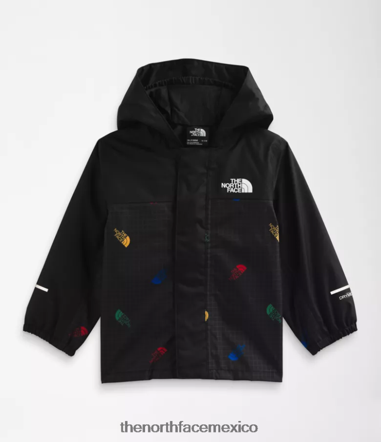 The North Face ropa NFHLJL588 tnf negro tirado logo estampado de cuadrícula bebé chaqueta de lluvia anora - Image 1