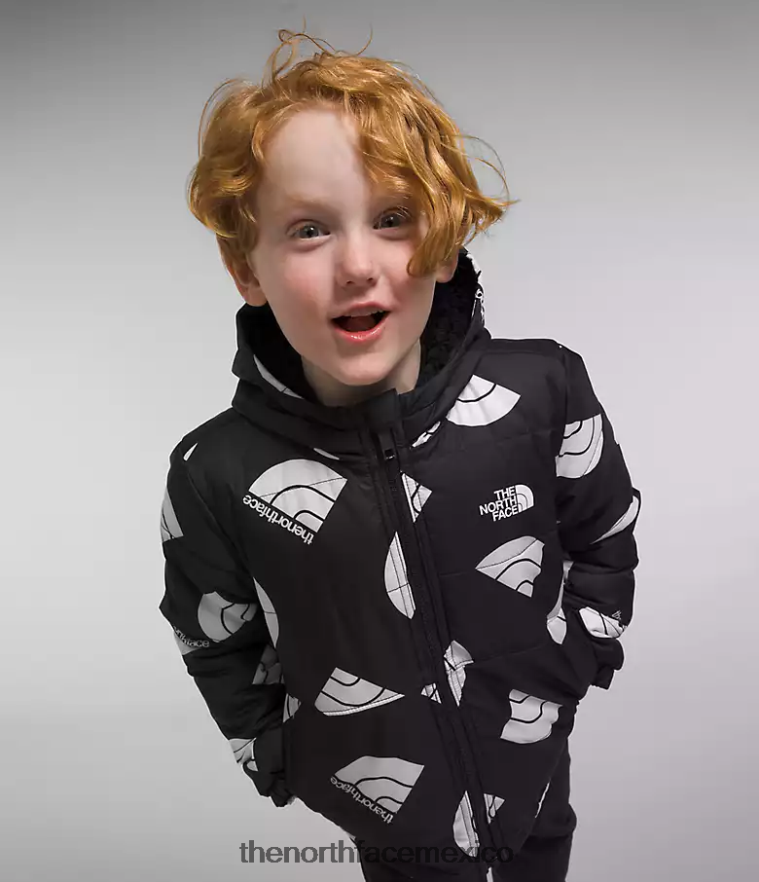 The North Face ropa NFHLJL634 Logotipo tnf negro de próxima generación estampado niños chaqueta reversible con capucha y cremallera completa mt chimbo - Image 2