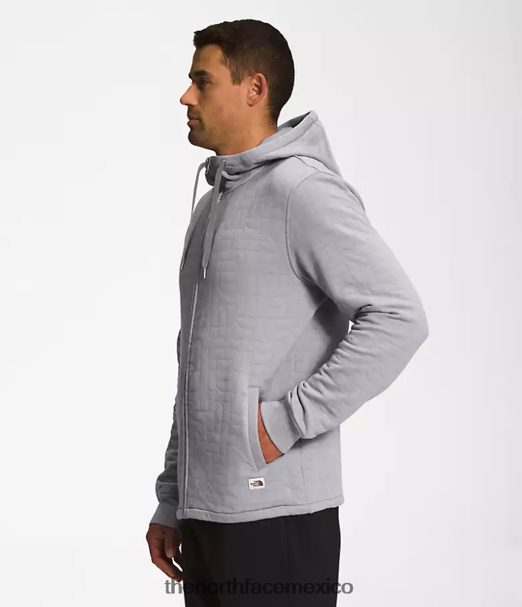 The North Face ropa NFHLJL653 fusionar gris blanco brezo hombres sudadera con capucha y cierre completo, acolchada y con visera larga - Image 3