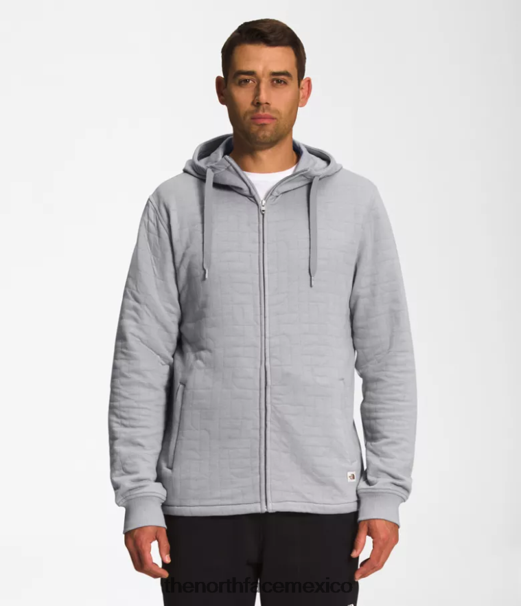 The North Face ropa NFHLJL653 fusionar gris blanco brezo hombres sudadera con capucha y cierre completo, acolchada y con visera larga - Image 1