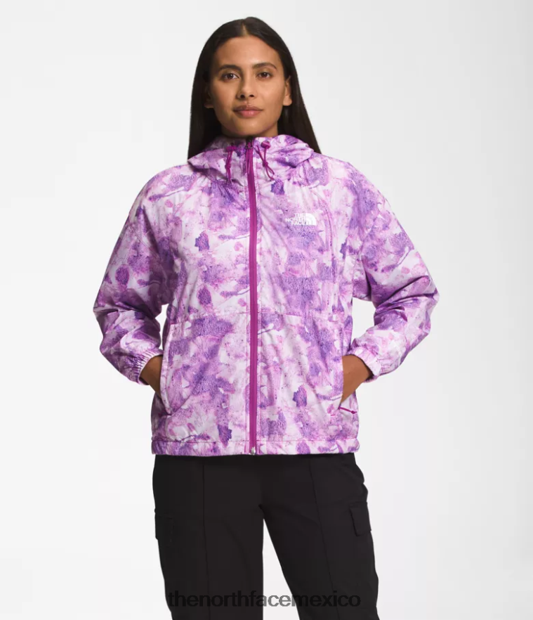 The North Face ropa NFHLJL673 estampado de tinte tonal de flor de cactus púrpura mujer chaqueta hidrenalina 2000-25'' de largo - Image 1