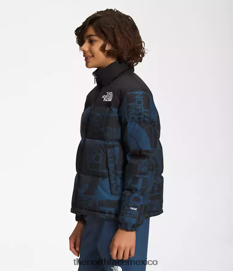 The North Face ropa NFHLJL686 tinte en aerosol azul sombreado niños chaqueta nuptse retro estampada 1996 - Image 3