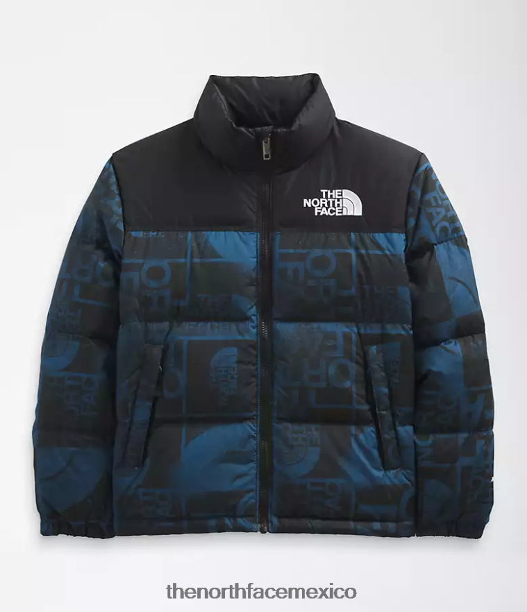 The North Face ropa NFHLJL686 tinte en aerosol azul sombreado niños chaqueta nuptse retro estampada 1996 - Image 5