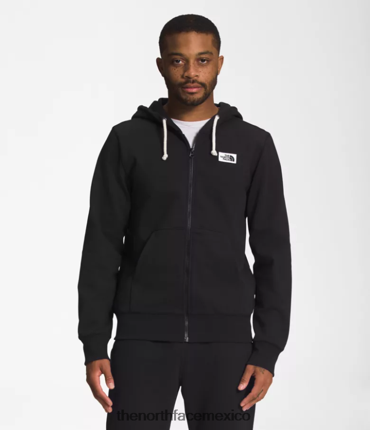 The North Face ropa NFHLJL703 negro hombres sudadera con capucha y parche Heritage - Image 1