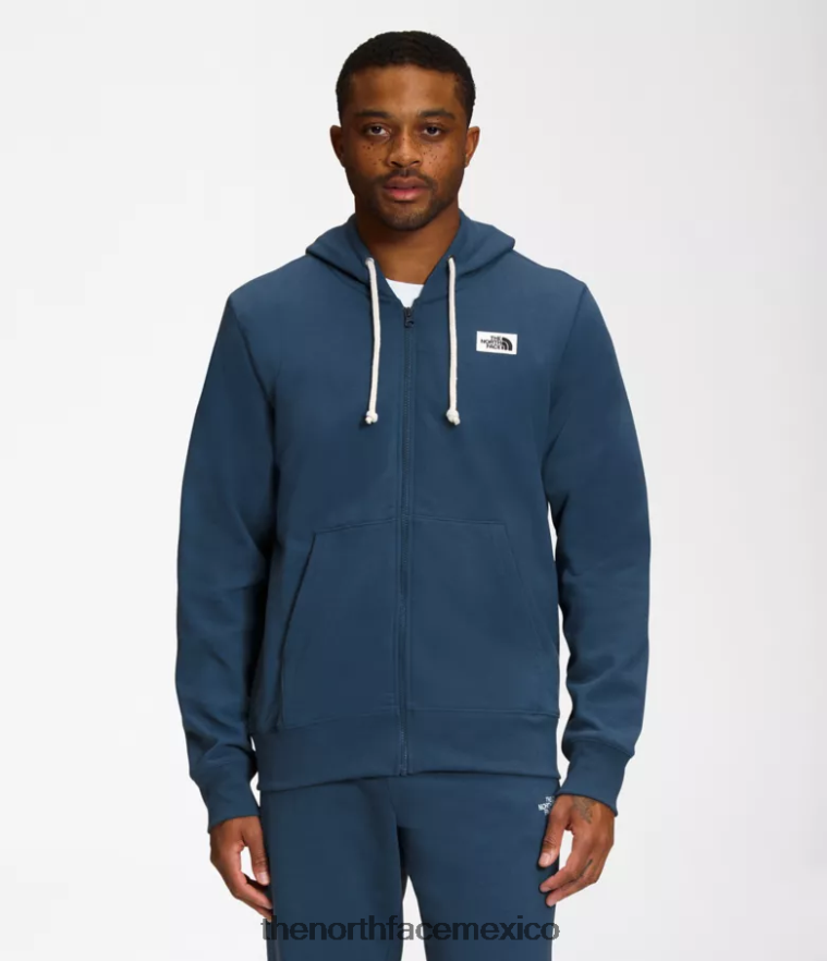 The North Face ropa NFHLJL706 azul sombreado hombres sudadera con capucha y parche Heritage - Image 1