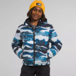 The North Face ropa NFHLJL80 estampado de travesía de montaña azul óptico niños chaqueta reversible con capucha y cremallera completa mt chimbo