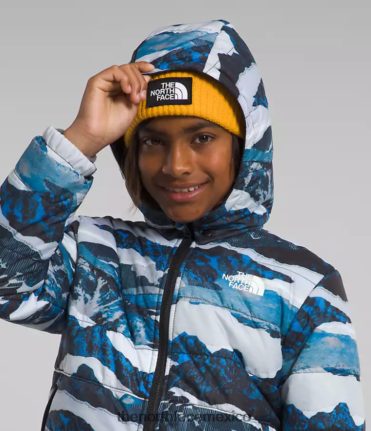 The North Face ropa NFHLJL80 estampado de travesía de montaña azul óptico niños chaqueta reversible con capucha y cremallera completa mt chimbo - Image 3