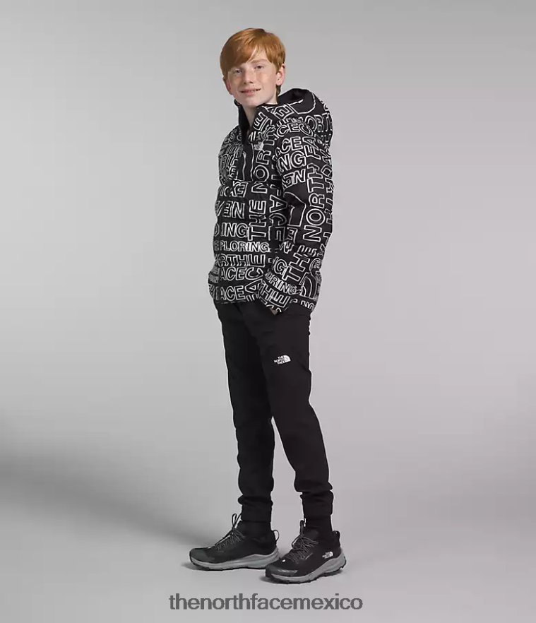 The North Face ropa NFHLJL817 tnf negro tnf marcador logo estampado niños chaqueta reversible con capucha y plumón norte - Image 3